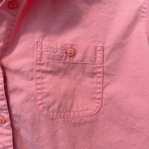 Wrangler Western Breast Cancer Pink Button Down Long Sleeve Shirt Size Large - Picture 4 of 12
